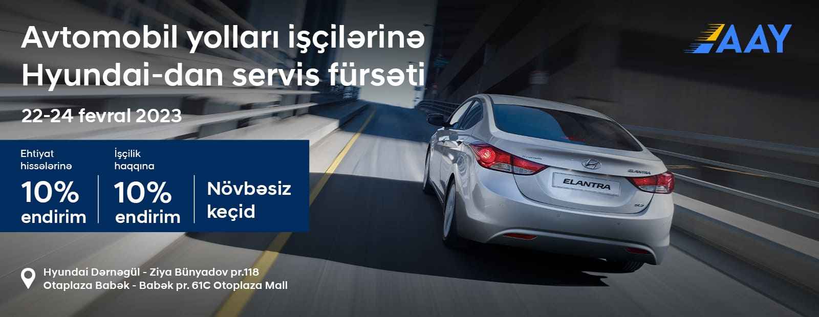 Avtomobil yolları işçilərinə Hyundai-dan servis fürsəti