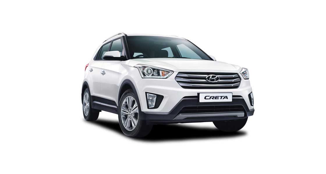 Right side front view of white Creta