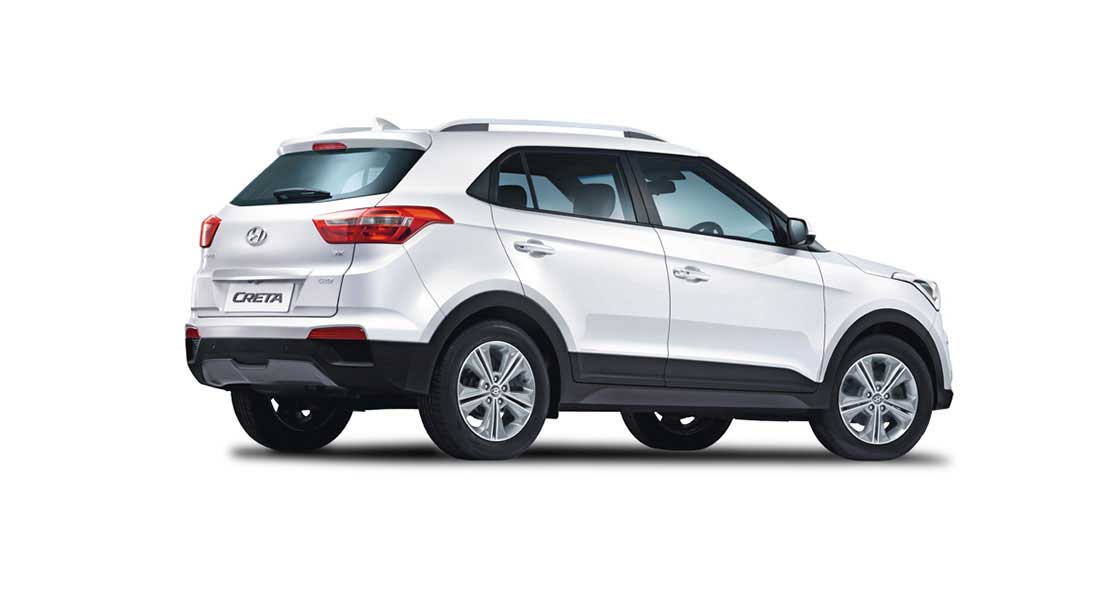 Side rear view of silver Creta