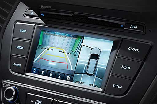 Rear parking assist system screen on center fascia